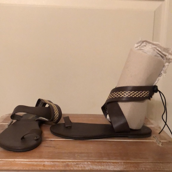 Morbarrz Brown PU Ankle Wrap Sandals Sz 38 NWOT - Picture 5 of 6